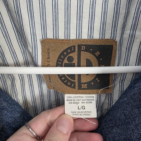 International Denim Blue Tan Atlanta 1996 Olympics Snap Up Varsity Jacket Size L - Picture 4 of 7